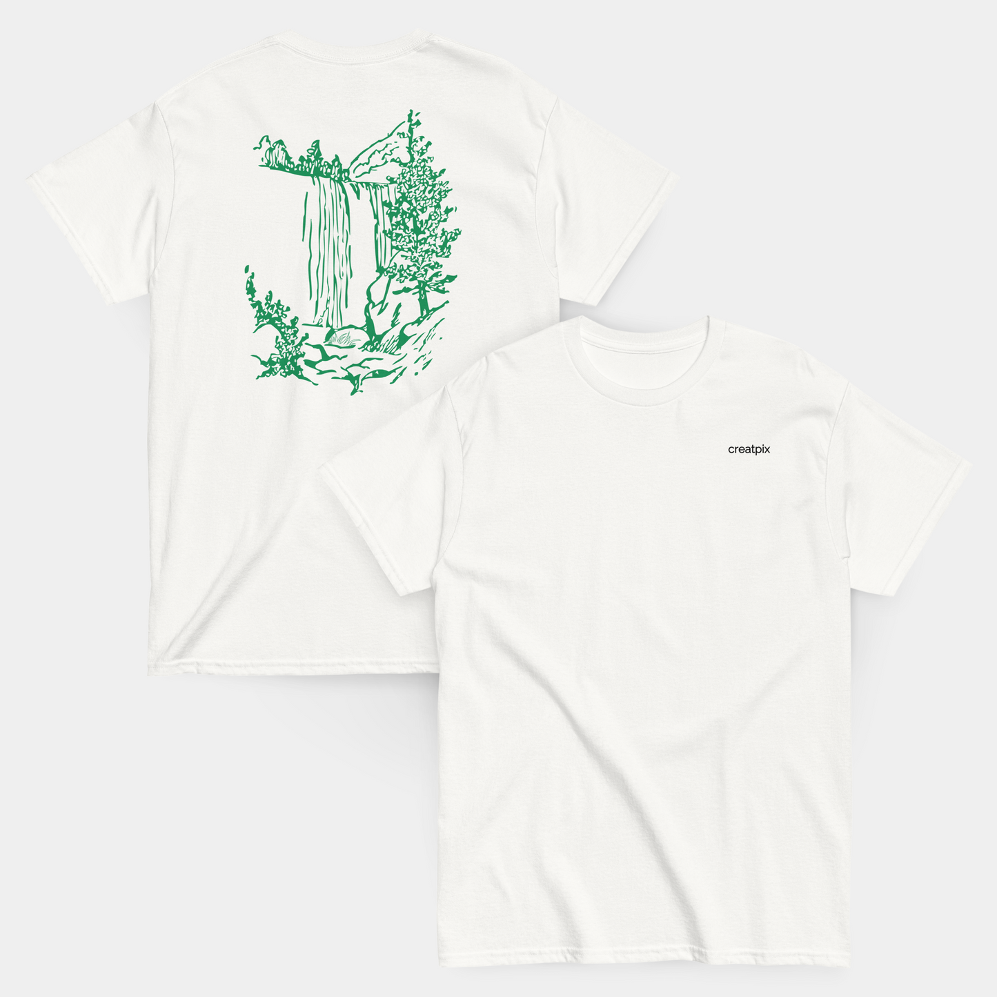 flatlay of nature print t-shirt front and back – now 15% off
