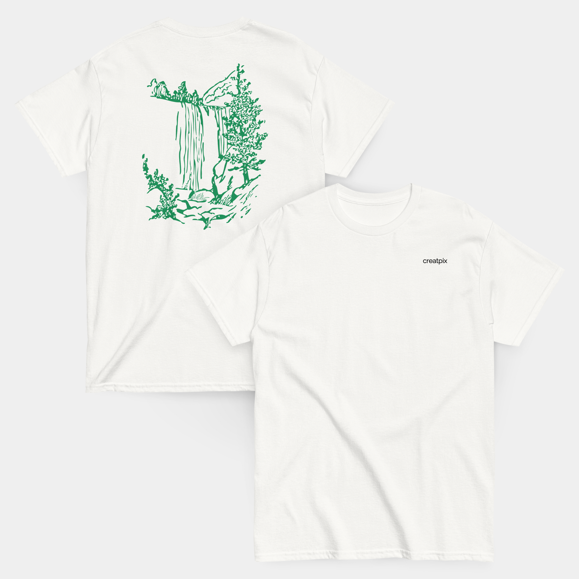 flatlay of nature print t-shirt front and back – now 15% off
