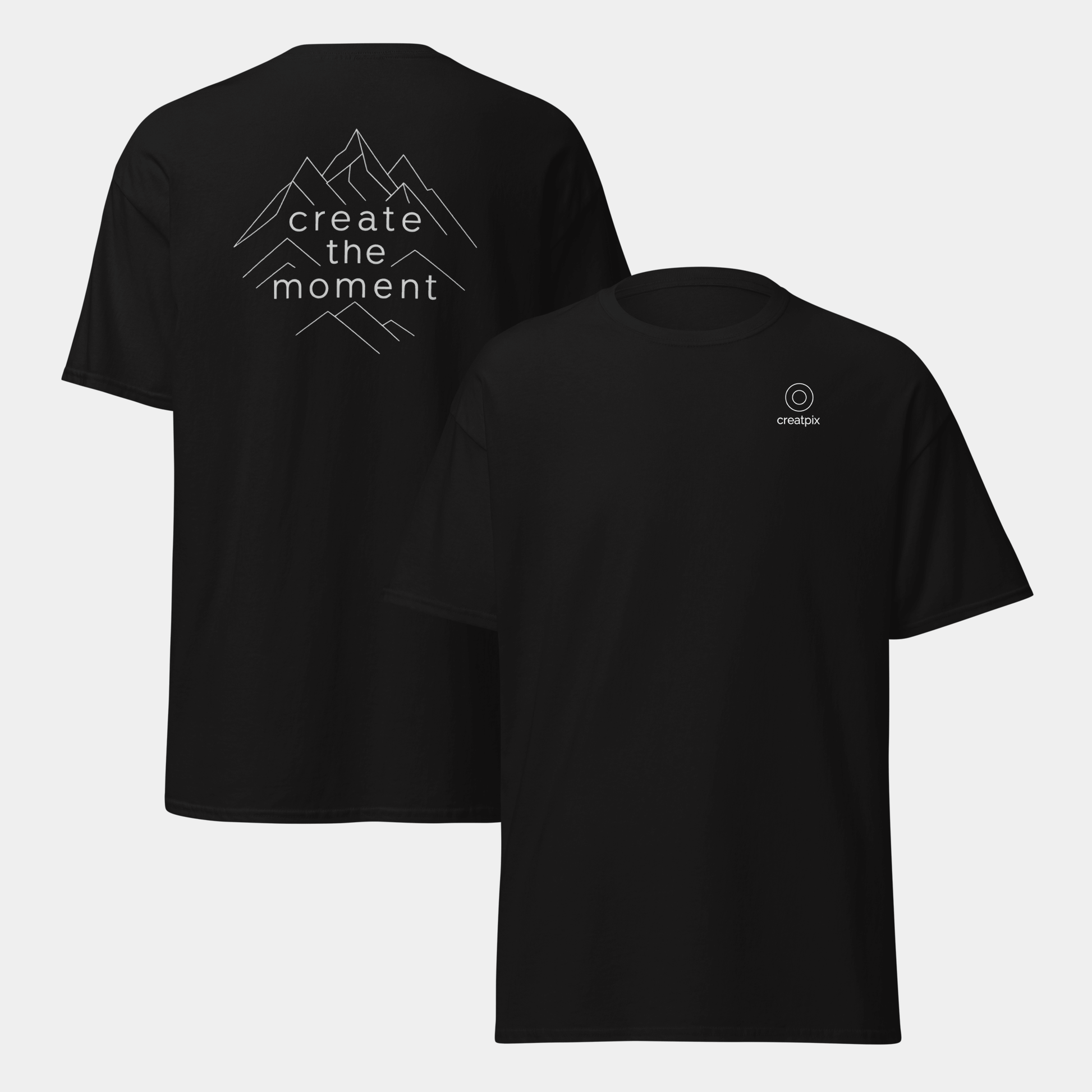 model wearing create the moment t-shirt (black) by creatpix
