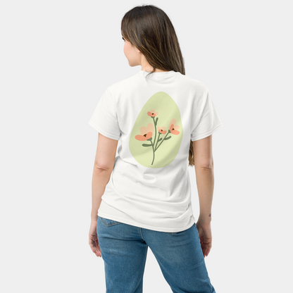 model wearing easter bloom floral breathable cotton for spring adventures t-shirt by creatpix