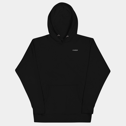 model wearing flowing line art gold hoodie (black) by creatpix