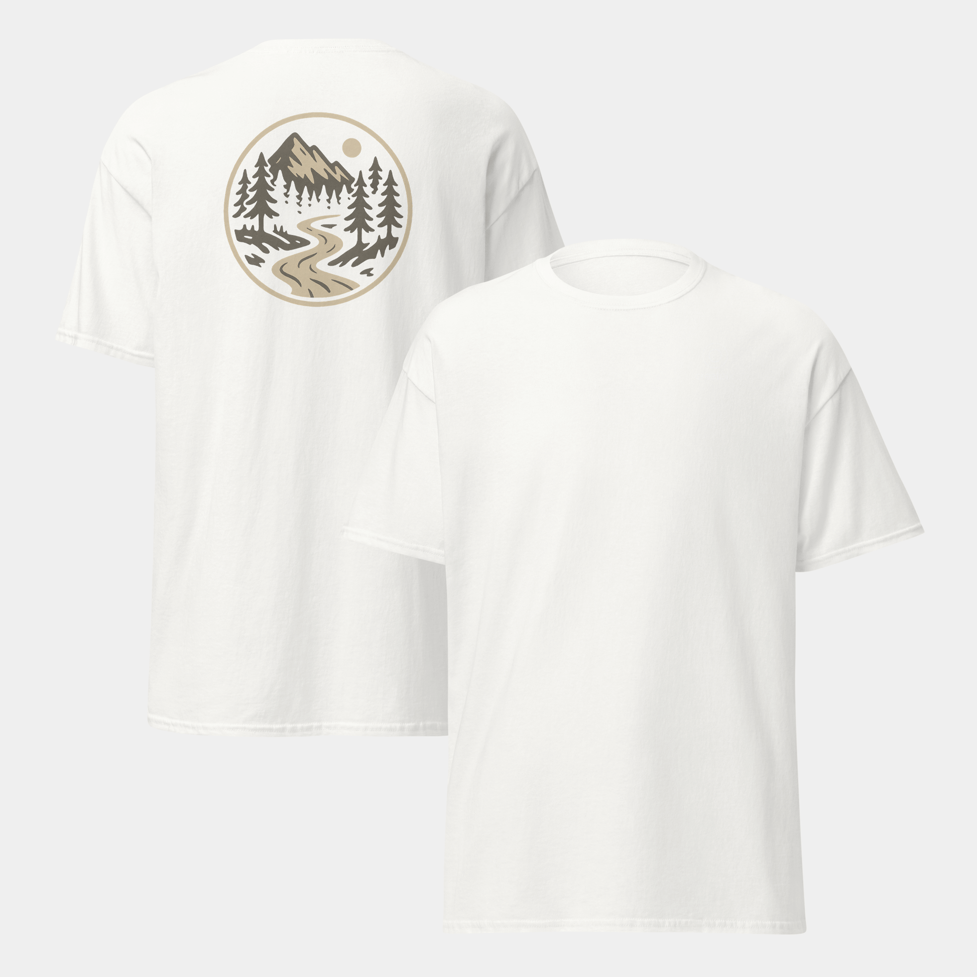 model wearing forest river t-shirt (white) by creatpix