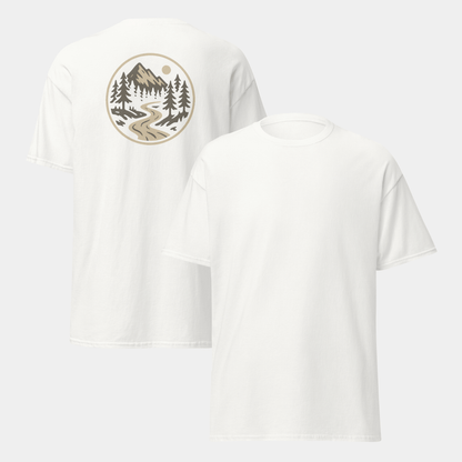 model wearing forest river t-shirt (white) by creatpix