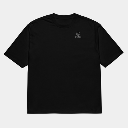 model wearing oversized gradient grass silhouette t-shirt (black) by creatpix