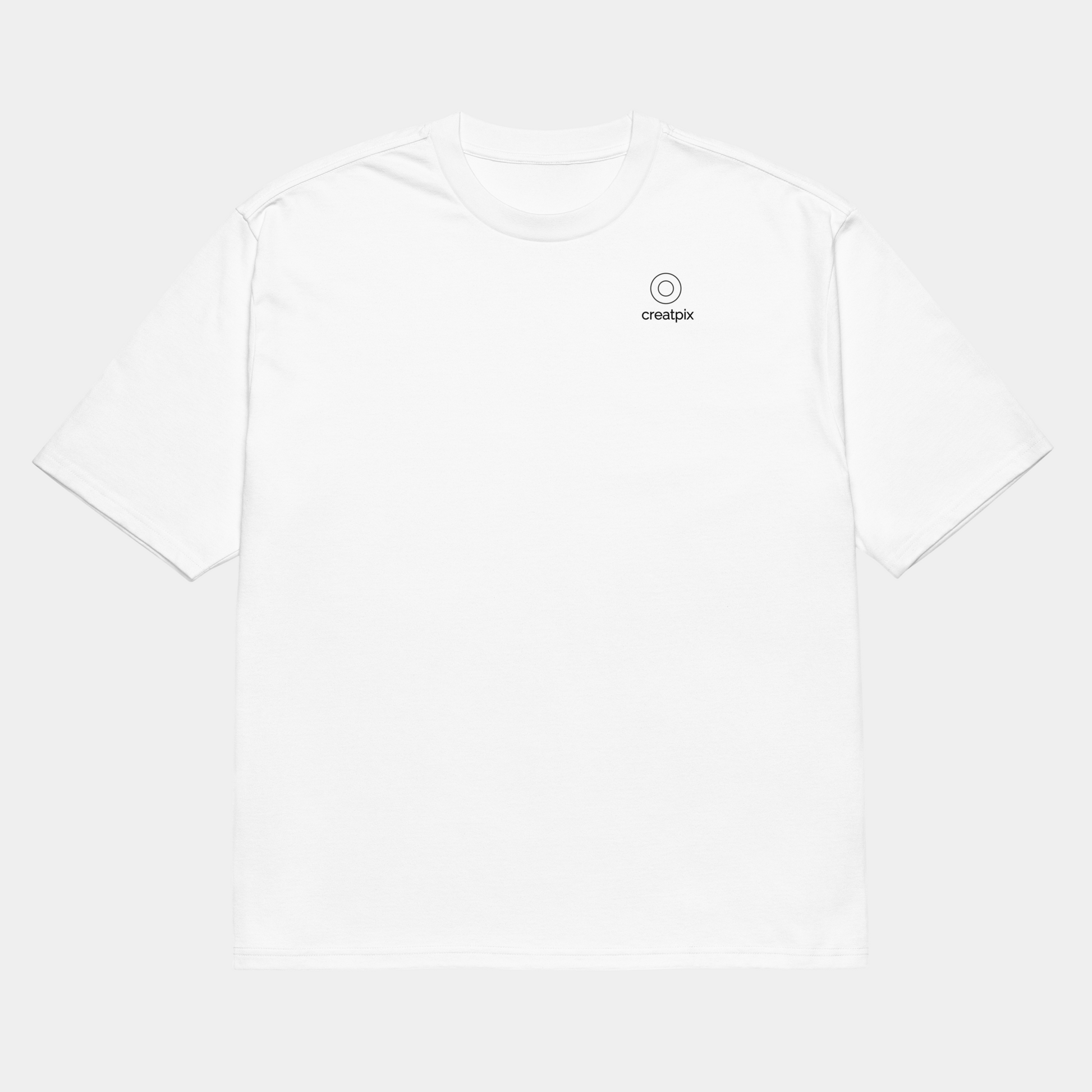 model wearing oversized minimalist sunset landscape t-shirt (white) by creatpix