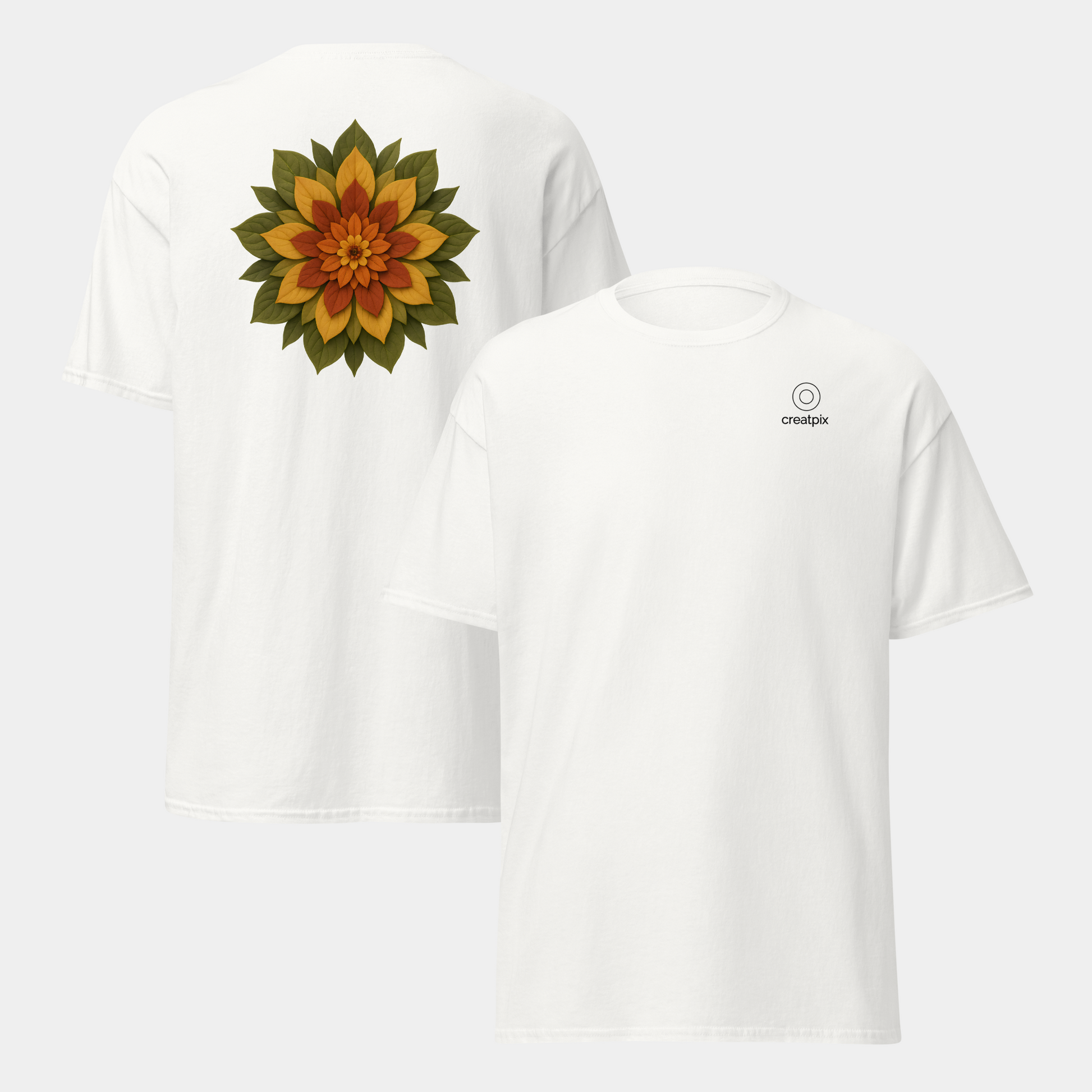 model wearing sunburst bloom t-shirt (white) by creatpix