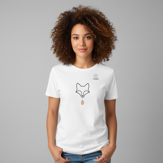 Women's Organic Tee 'Forest Offering' Women's | Minimalist Fox & Pinecone