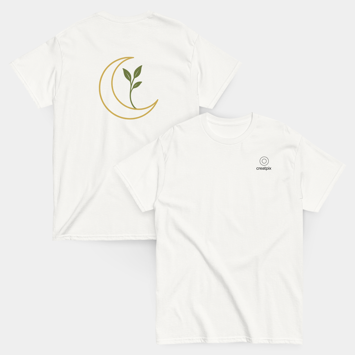 model wearing crescent moon and sprout t-shirt (white) by creatpix