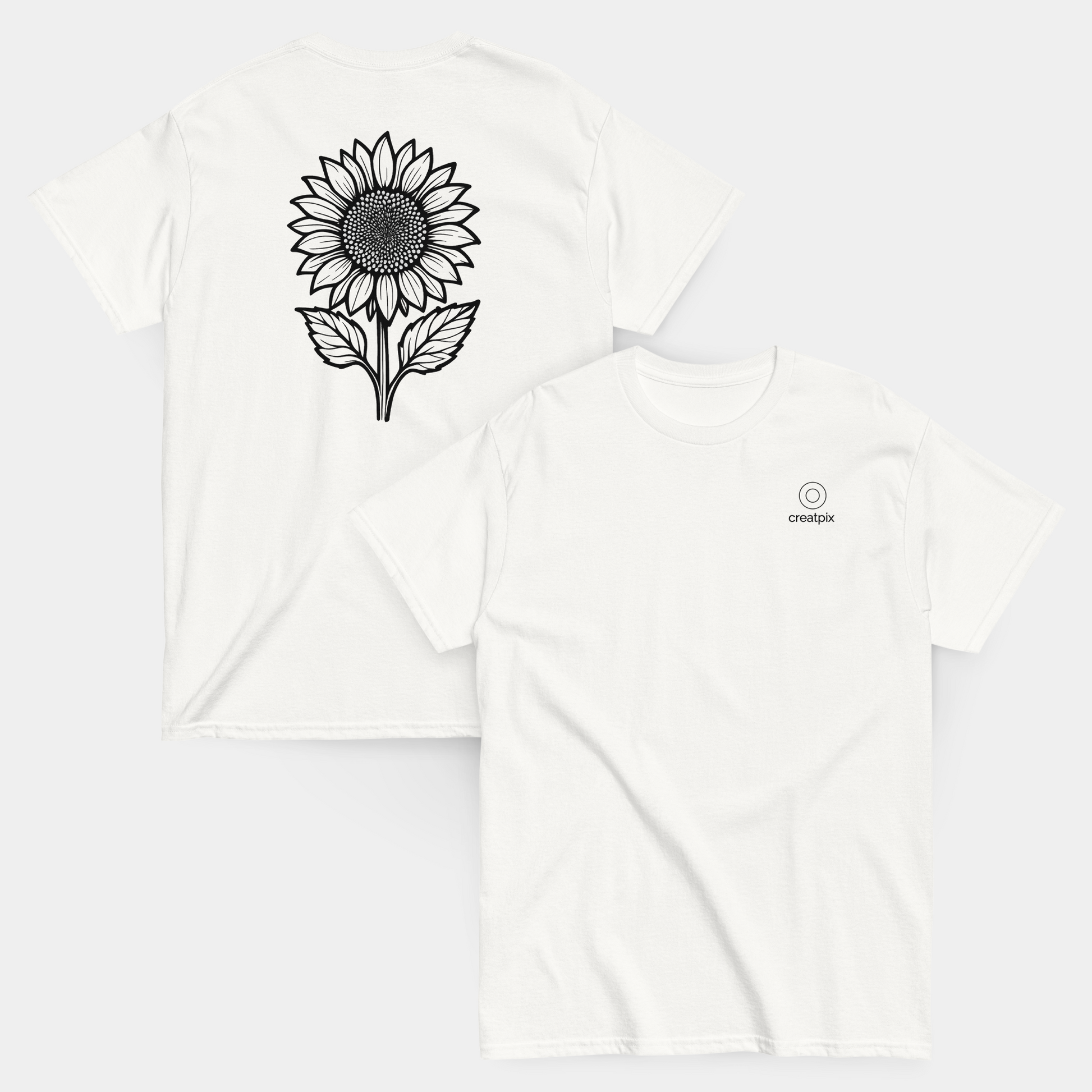 model wearing sketched sunflower t-shirt (white) by creatpix