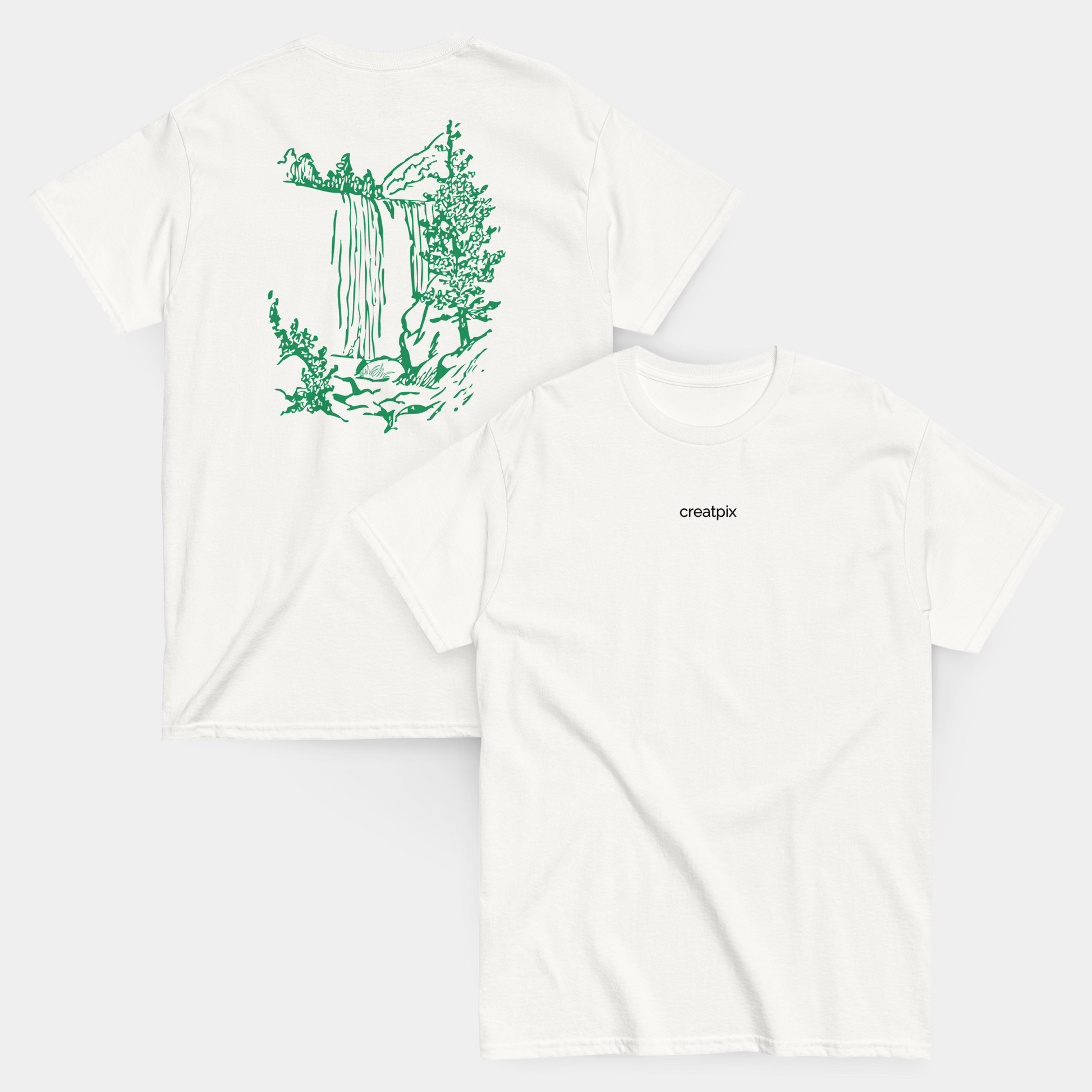 flatlay of nature print t-shirt front and back – now 15% off