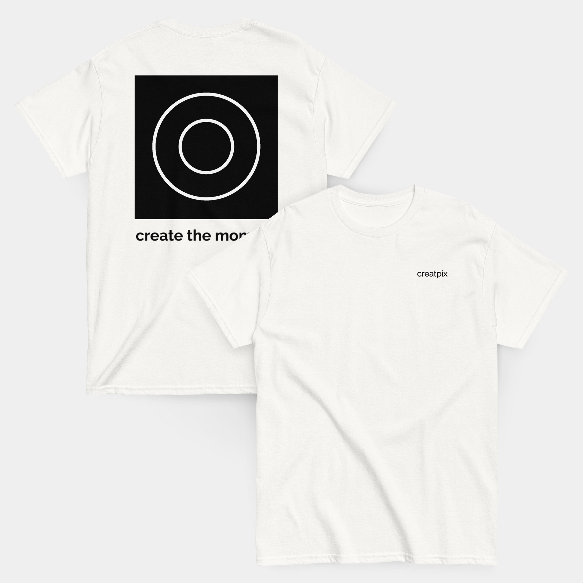 model wearing creatpix logo durable organic cotton t-shirt (white) by creatpix